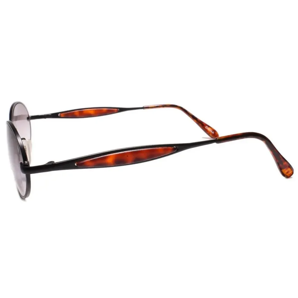 Black Oval Sunglasses Tortoise Arms Vintage Retro